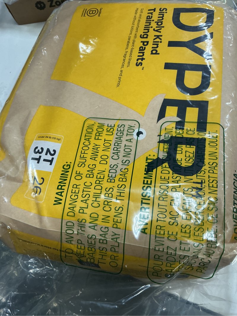 Condition photo showing New/Like New for dyper toddler potty training pants girls & boys, honest ingredients, day & overnight, made with plant-based* materials, hypoallergenic for sensitive skin, unscented (2t-3t (26 pants)) size 2t-3t