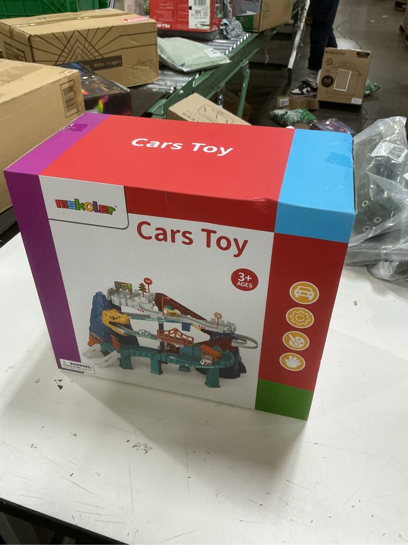 Condition photo showing New/Like New for Dinosaur Race Car Tracks for Toddlers 2-4 Years, Dinosaur Climbing Hills Railcar, Toy Car Track Play Set with 7 Small Race Cars, Preschool Birthday Gifts for 3 4 5 6 7 8 Year Old Boys Girls