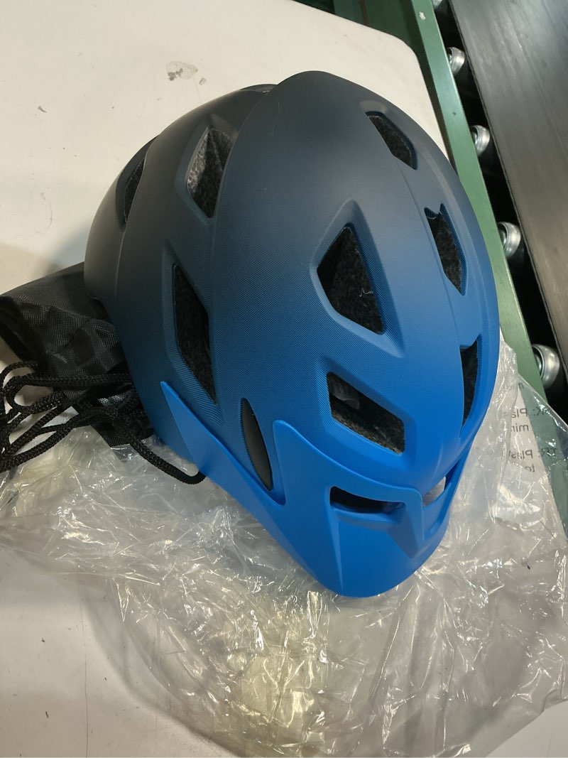 Condition photo showing Good Condition for kids bike helmet,bavilk kids boys girls bike helmets with led light detachable visor children youth teen multi-sport for skating cycling scooter skateboard adjustable & lightweight 19.7"-22.4" matte blue black 50-57 cm / 19.7"-22.4"