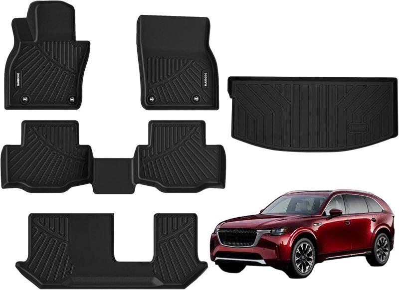 naibeve floor mats cargo liner backrest mats for 2017-2025 chrysler pacifica touring hybrid version 
