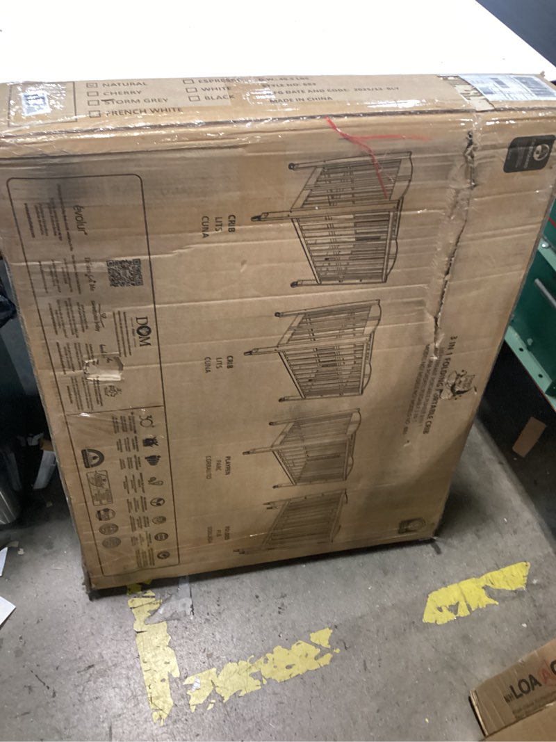 Condition photo showing New/Like New for dream on me 3-in-1 portable folding stationary side mini baby crib in natural & mattress, greenguard gold & bsa, use as changer & playpen, locking wheels, 3 mattress heights, extra firm mattress natural crib