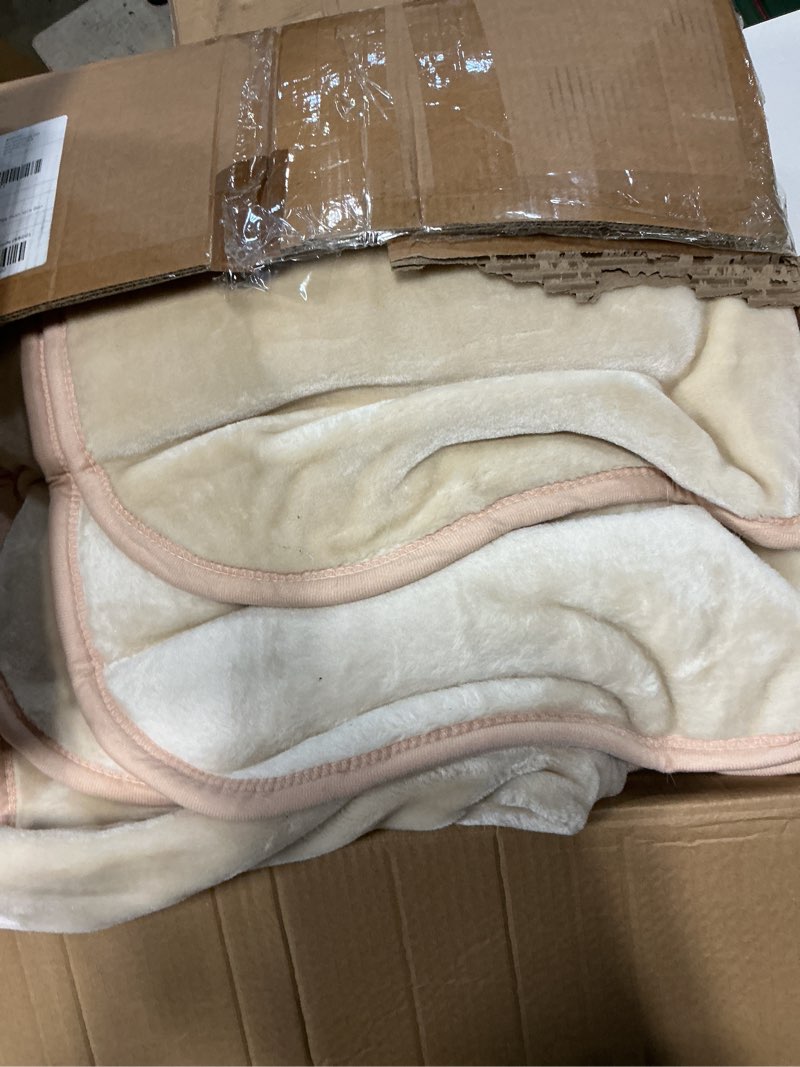 Condition photo showing As Is for bh solid soft heavy thick plush mink blanket 8 pound - beige
