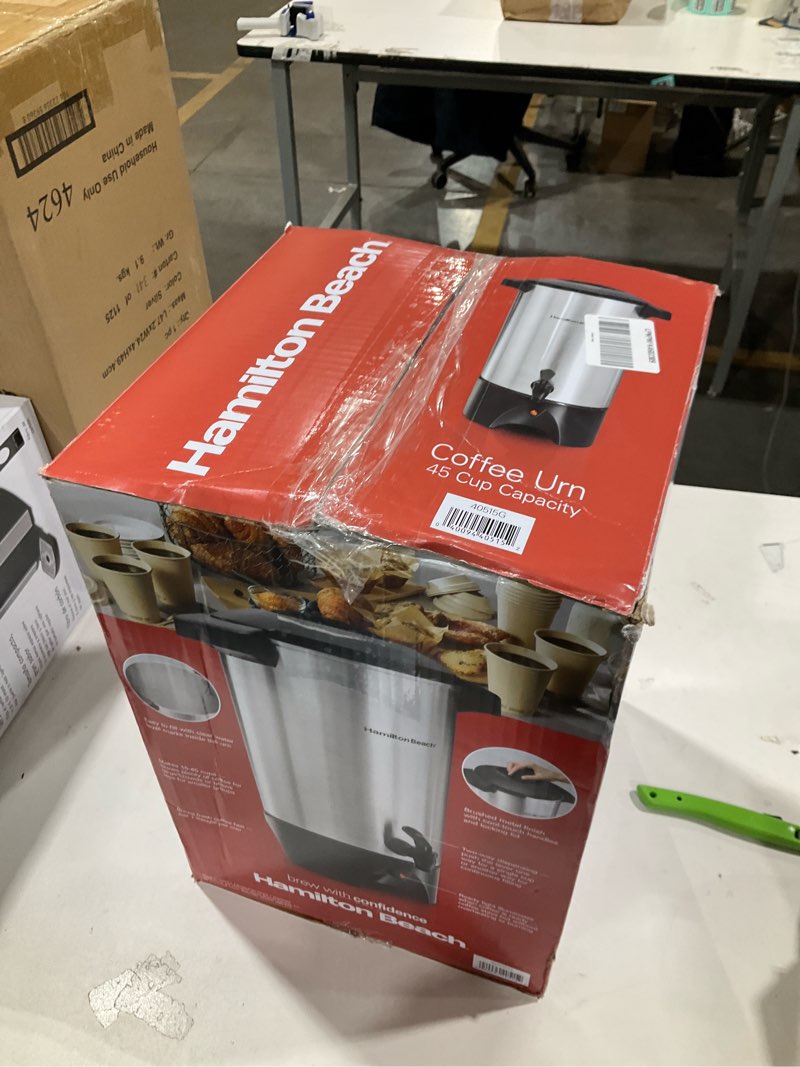 Condition photo showing As Is for Hamilton Beach - Coffee Urn - Silver