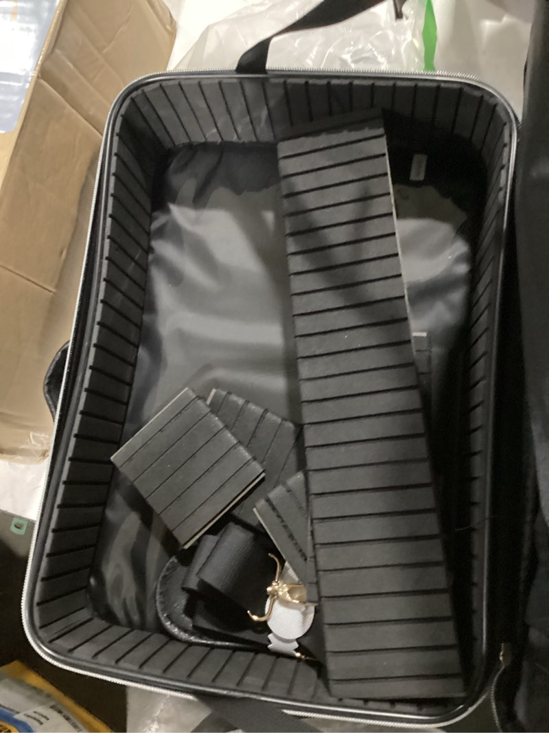 Condition photo showing Good Condition for relavel makeup case large makeup bag professional train case 16.5 inches travel cosmetic organizer brush holder waterproof makeup artist storage box, 3 layer large capacity, with adjustable strap large black leather