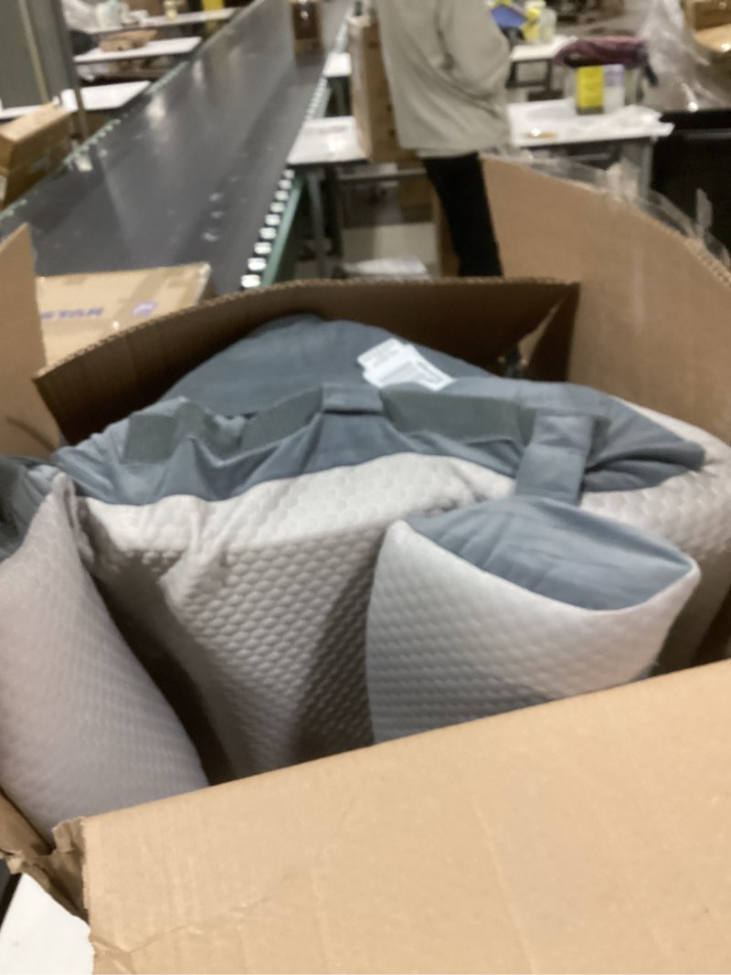 Condition photo showing Good Condition for 3PCS Wedge Pillow Set for After Surgery, Back Pillow for Bed Sitting up, 10-in-1 Foam Wedge Pillow for Acid Reflux & Back Pain Relief, Post Surgery Pillow for GERD & Snoring, Grey Grey 3PCS