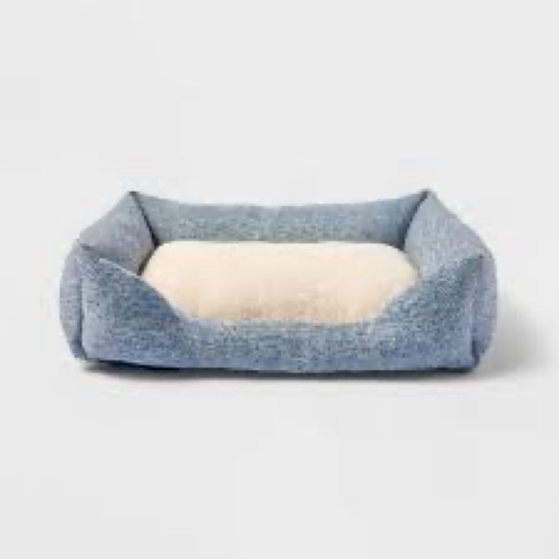 Cuddler Dog Bed - M - Blue - Boots & Barkley™: Medium Breed, Indoor Use, Bolster Style, 80% Recycled Fill