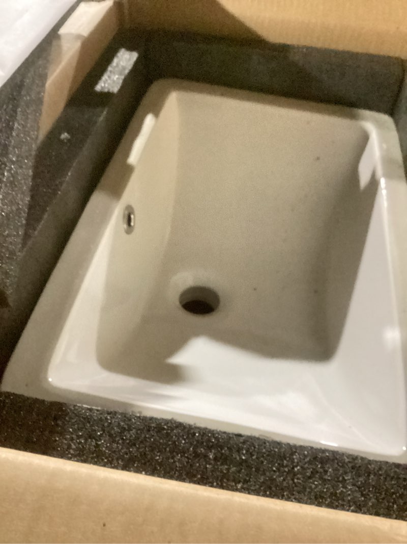Condition photo showing New/Like New for 18 inch small rectangle undermount bathroom sink vessel sink lavatory ceramic white vanity top sink with overflow (18.5"x11.8")