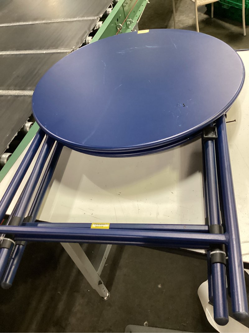 Condition photo showing As Is for metal round open weave bistro patio end table navy blue - threshold™