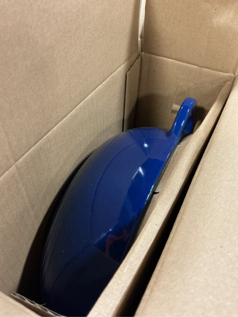 Condition photo showing Good Condition for Lodge 3 Quart Enameled Cast Iron Dutch Oven with Lid – Dual Handles – Oven Safe up to 500° F or on Stovetop - Use to Marinate, Cook, Bake, Refrigerate and Serve – Indigo