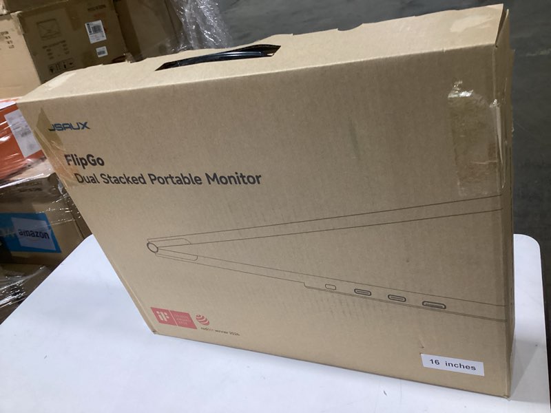 Condition photo showing As Is for JSAUX FlipGo Pro 16" Dual Portable Monitors, 2.5K Triple Laptop Screen Extender, Portable IPS Dual-Screen Monitor for Laptop[for Windows/Linux/macOS] One Cable to Dual/Magnetic Design/DisplayLink 16" FlipGo Pro