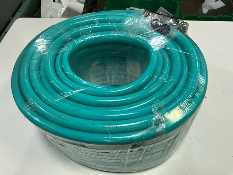 Condition photo showing New/Like New for garden-hose 200ft x 5/8 in heavy duty, lightweight and flexible water hose, burst 600 psi, kink-less hybrid rubber hose for backyard, 3/4'' solid metal fittings for all your watering need blue 200ft