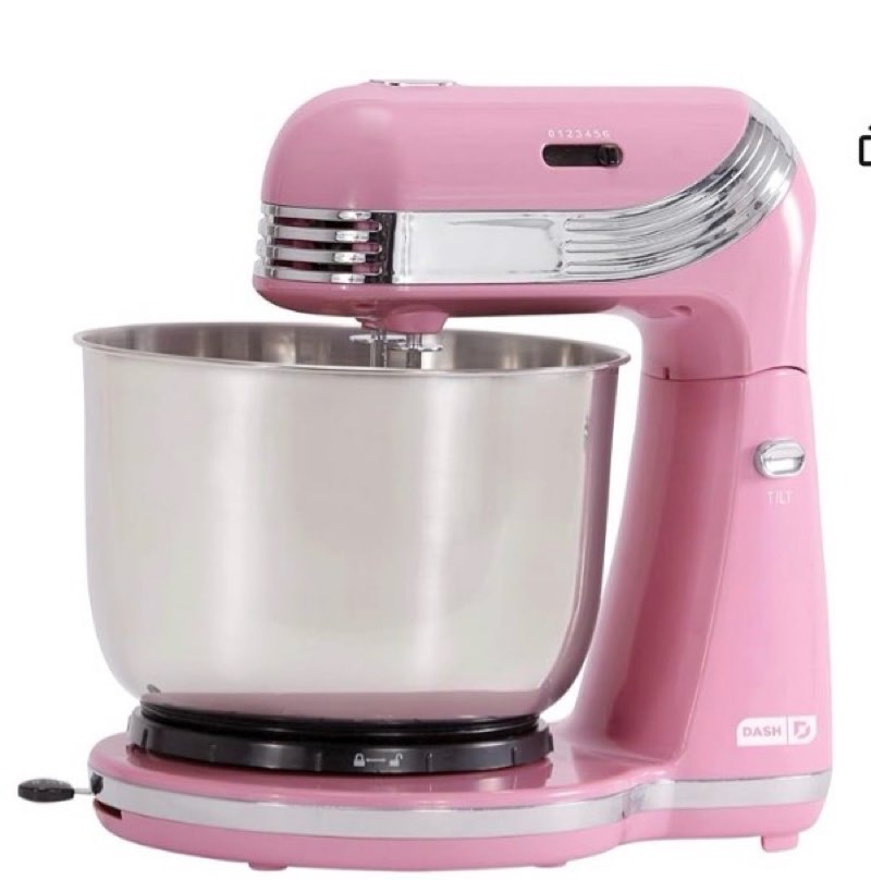 dash stand mixer (electric mixer for everyday use): 6 speed stand mixer with 3 qt stainless steel mixing bowl, dough hooks & mixer beaters for dressings, frosting, meringues & more - pink (renewed)