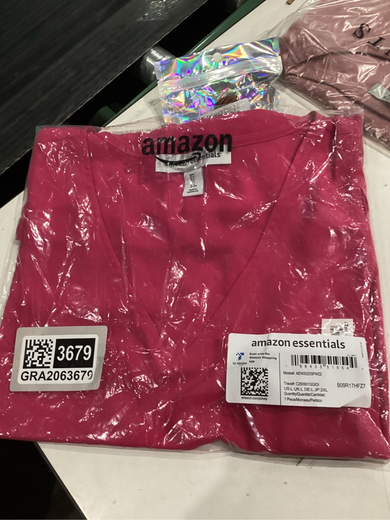 Condition photo showing New/Like New for Amazon Essentials Women's Regular-Fit Sleeveless Layering Tank Top (Available in Plus Size) Large Hot Pink