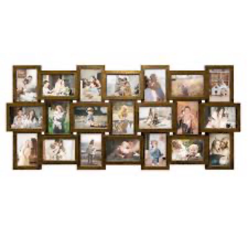 HELLO LAURA Large Collage Picture Frames - 40x18 Frame for 21 Opening 4x6 Photos Wall Hanging Collage Frame Set - Grey Elegant Photo Collage Frames Display Multiple Photos