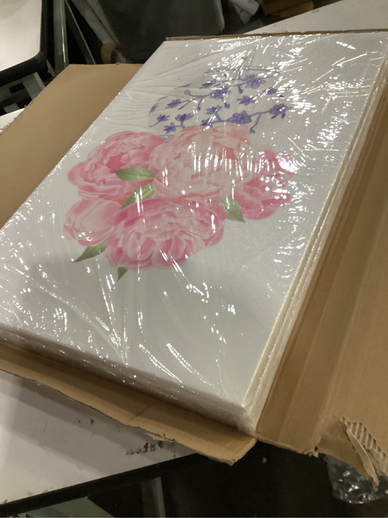 Condition photo showing Good Condition for 3pcs pink peonies floral canvas wall art chinoiserie blue and white vase wall decor pictures preppy aesthetic posters prints for dorm apartment woman bedroom decoration (canvas, 16x24in) 16x24in canvas