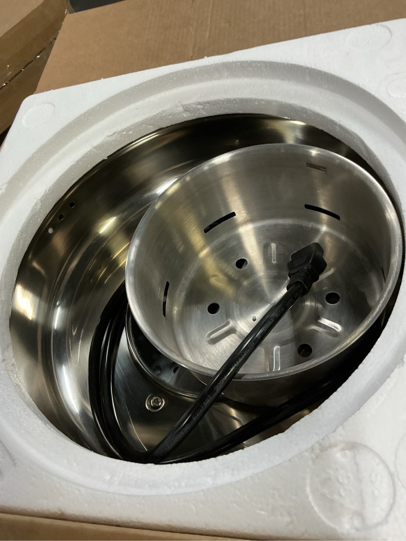 Condition photo showing As Is for euro cuisine fs2500 electric food steamer, versatile vegetable steamer & steam cooker ideal for fish, veggie, meat, stainless steel 1200 watts