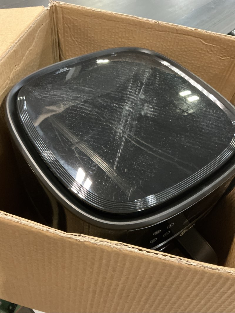 Condition photo showing As Is for Smart 8.5QT Air Fryer with AutoSense Technology, One-Touch Cooking for Steak, Chicken Wings, Fries & 12 More, XXL Family Size, Shake Reminder, Nonstick, Black