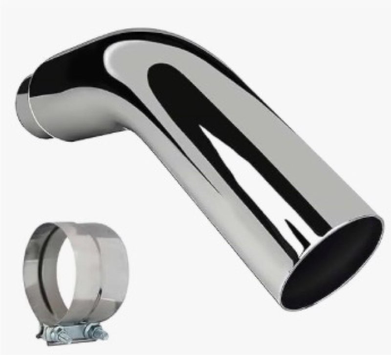 universal 4" to 5" exhaust elbow pipe with steel clamp - silver chrome or black painted for car, tru