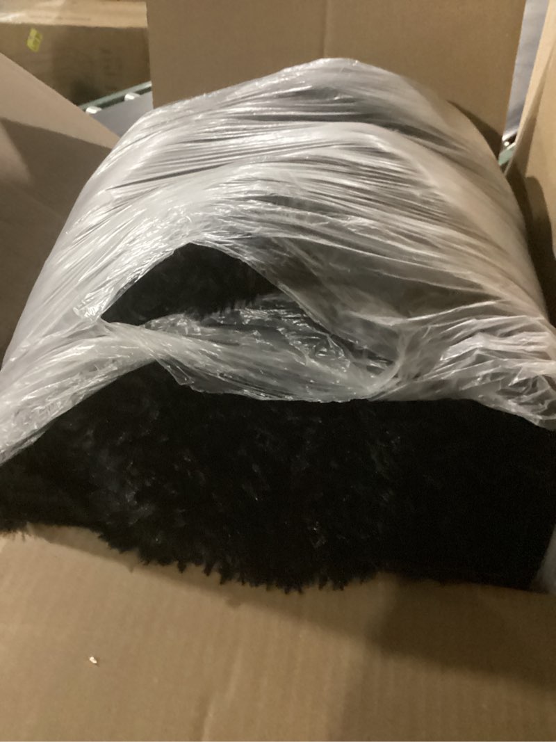 Condition photo showing New/Like New for andency faux fur black comforter queen, 3 pieces fluffy fuzzy plush bedding comforter set (1 shaggy velvet comforter & 2 pillowcases), soft puffy comfy down alternative comforter bedding set black queen (90*90 in)