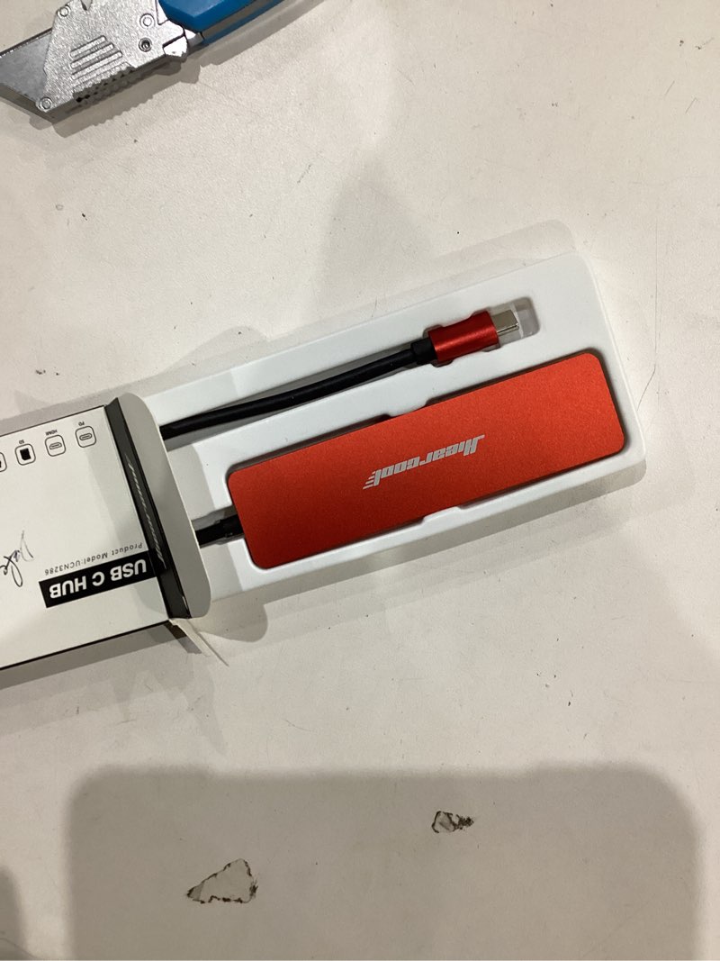 Condition photo showing Good Condition for hiearcool usb c hub, usb-c to hdmi multi-port adapter for macbook pro/air, 7-in-1 usbc dongle with 4k hdmi 100w power delivery sd/tf card reader type-c dock for dell hp lenovo laptops-dark red
