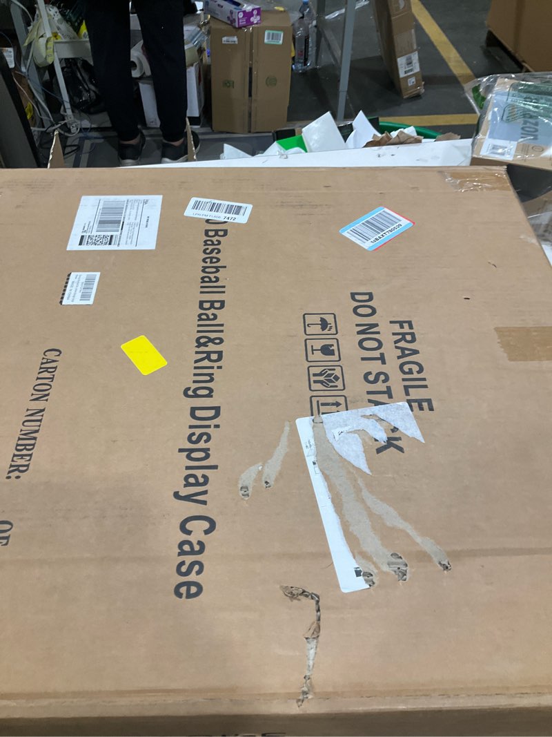 Condition photo showing As Is for 30 Baseball Display Case Wooden Baseball Holders for Balls Display Wall Mount Baseball Shadow Box with Lockable Anti Fade UV Protection Acrylic Door for Autograph Balls Collection Storage 30Ball black