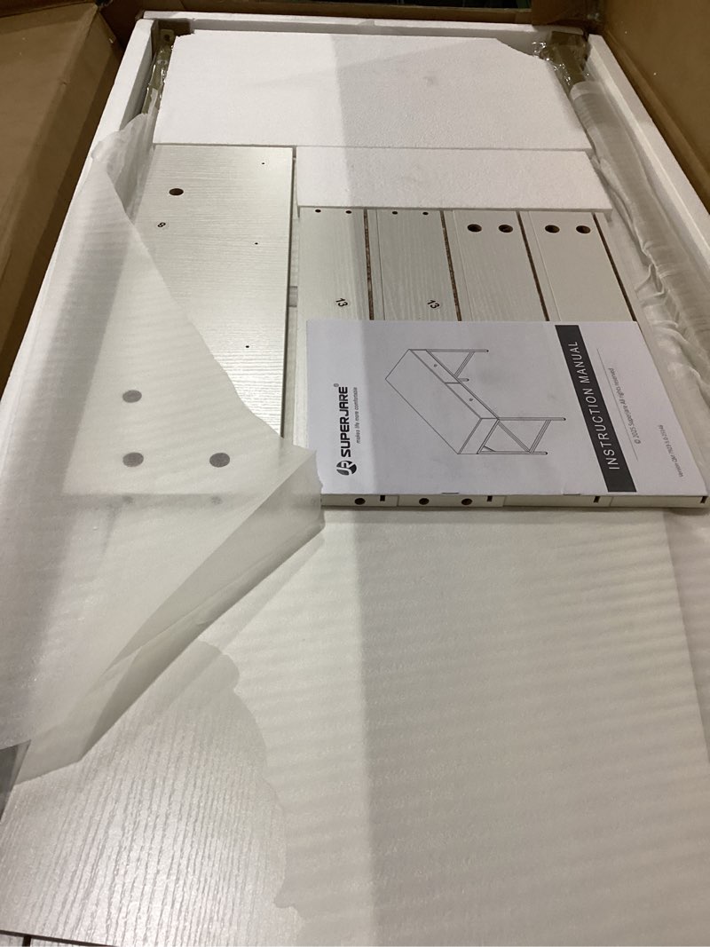 Condition photo showing New/Like New for SUPERJARE Vanity Desk with Drawers, 47 inch Computer Desk, Modern Simple Home Office Desks, Makeup Dressing Table for Bedroom - White and Gold, 7997G White and Gold 47 inch