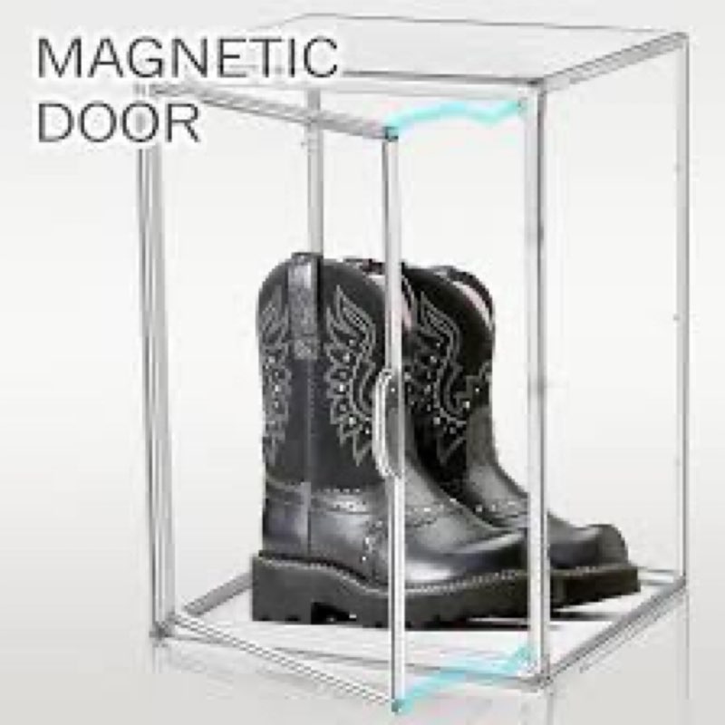 Vitrina de acrílico extragrande extragrande de 45 x 33 x 33 pulgadas, vitrina transparente para zapatos, organizador de bolsas de tenis, cajas transparentes apilables para botas y zapatos, vitrina grande para casco, bolso, figuras coleccionables