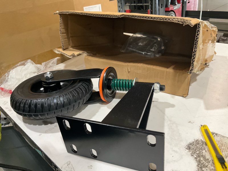 Condition photo showing Good Condition for 8 inch fence gate wheel, 600lb load capacity spring loaded heavy duty gate caster universal gate helper wheel fits 1?5/8in to 2in round fence pipes prevent from dragging