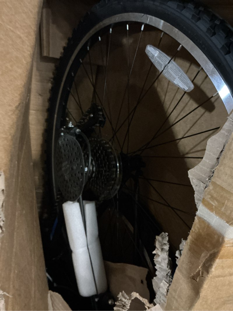 Condition photo showing As Is for huffy stone mountain bike for men and women, 20”/24”/26”, 6-speed (20”) or 21-speed, front or dual suspension (varies), multiple colors, adjustable saddle, shimano equipped, all-terrain tires matte black 26 inch