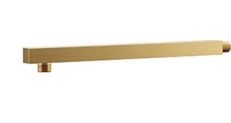 15.7 Inch wall Mount Shower Arm with Flange, Replacement for Fixed Showerheads, Brushed Gold