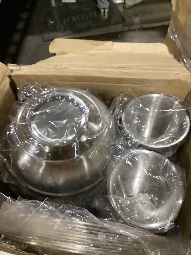 Condition photo showing Good Condition for sunnyray 10 sets stainless steel plates bowls and cups metal camping stainless steel dinnerware for serving reusable double walled insulated plates bowls and cups for rice ice cream