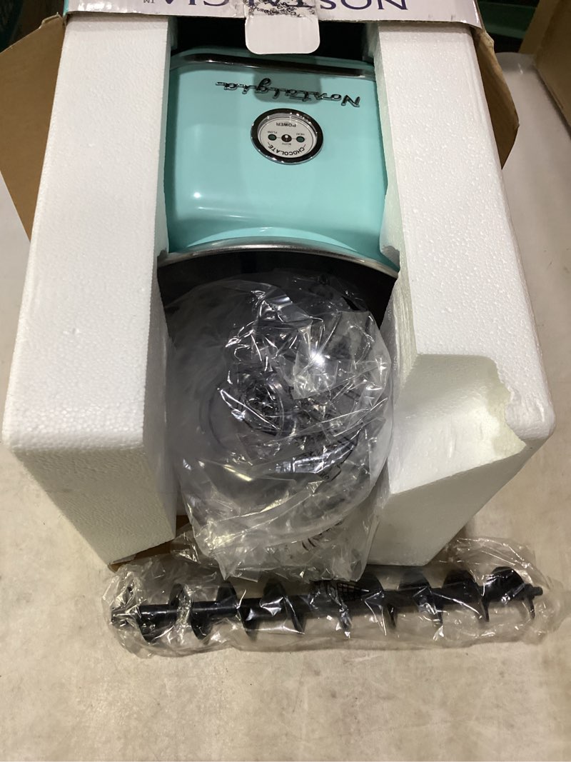 Condition photo showing Good Condition for nostalgia 4 tier electric chocolate fondue fountain machine for parties - melts cheese, queso, candy, and liqueur - dip strawberries, apple wedges, vegetables, and more - 32-ounce - aqua aqua fountain 4 tier