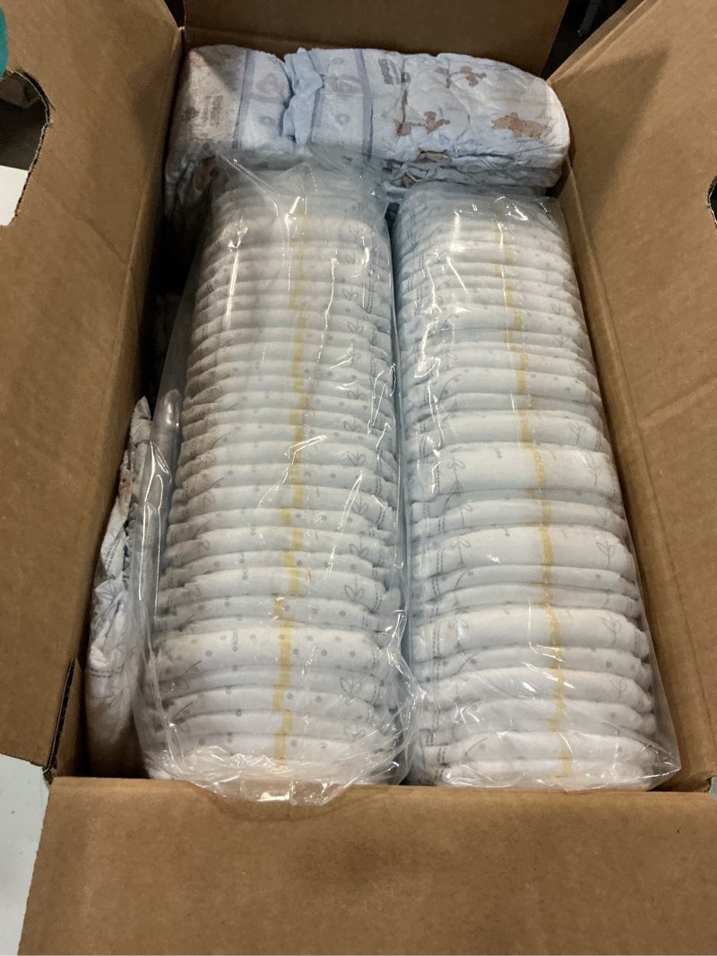Condition photo showing As Is for pampers swaddlers diapers, size 4 (15-34 lbs), 120 count, absorbent, keeps baby dry and comfortable, skin safe disposable baby diaper (packaging may vary) size 4 120