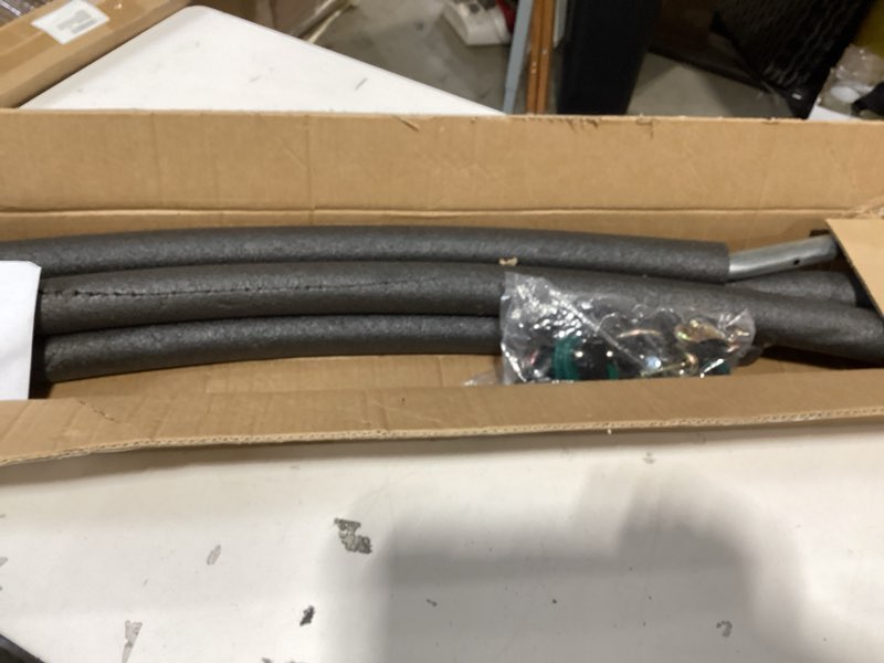 Condition photo showing Good Condition for 2pcs trampoline curved poles, universal trampoline replacement enclosure poles to fit 8-16ft curved pole frame, includes foam sleeve and hardware with 2 installation options