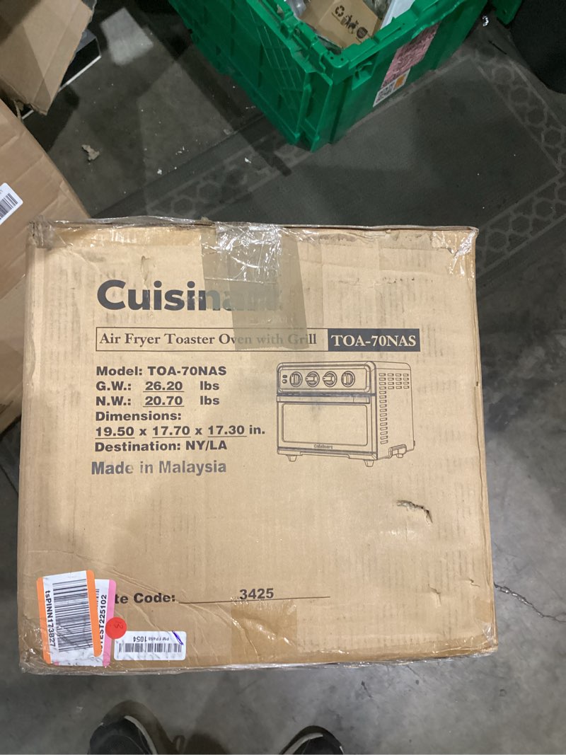 Condition photo showing Good Condition for Cuisinart Air Fryer Toaster Oven, 1800W, 8-in-1 with Air Fry, Convection, Broil & Warm, 0.6 Cubic Feet, 60-Minute Timer, TOA-70NAS, Stainless Steel Stainless Steel Convection Toaster Air Fryer Oven w/ Grill