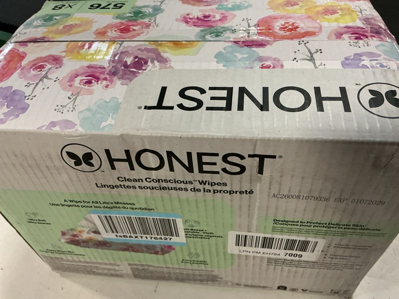 Condition photo showing New/Like New for the honest company hypoallergenic multi-use baby wipes for sensitive skin, rose blossom, 576 count rose blossom 72 count (pack of 8)