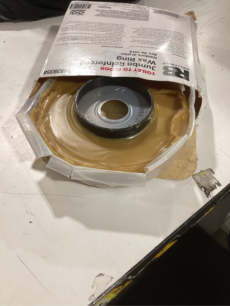 Condition photo showing As Is for reliabilt reinforced 4.9-in brown wax jumbo toilet wax ring