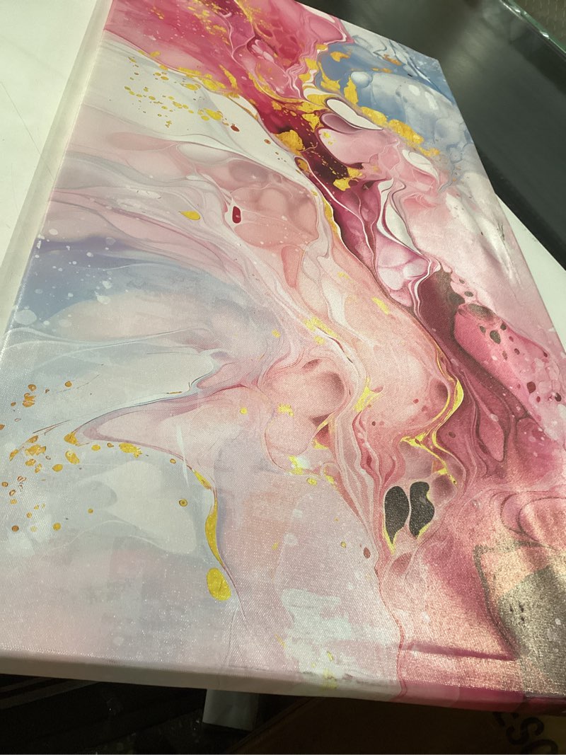 Condition photo showing As Is for Abstract Canvas Wall Art for Living Room - Pink Wall Decor for Bedroom - Modern Wall Decor for Office Women Size 20" x 40" 40L" x 20W" Pink 3