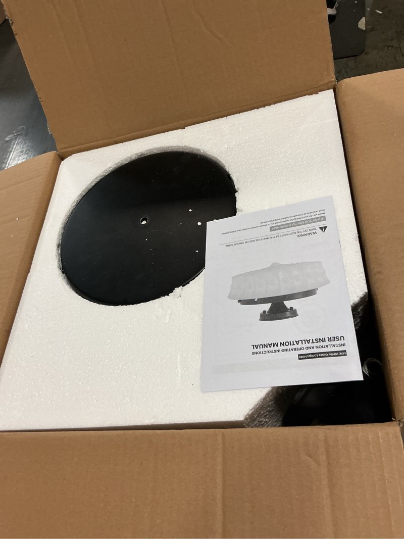 Condition photo showing New/Like New for Schoolhouse Light Fixture Modern Black Flush Mount Ceiling Lighting 14" Milk White Glass Shade Vintage Ceiling Light for Farmhouse Kitchen Hallway Entryway Black - 14" Flush Mount Milk White Glass