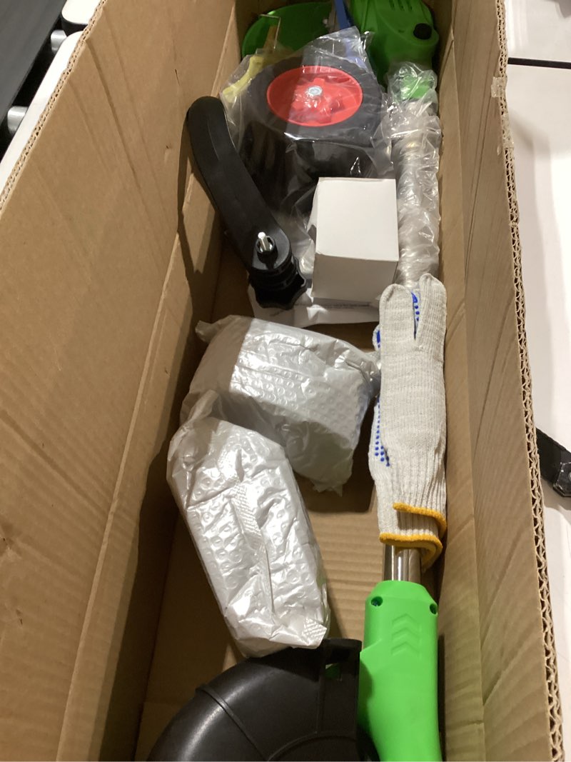 Condition photo showing Good Condition for 21v 3-in-1 cordless weed eater-weeding/trimming/lawn mower, with 8 replace auto line feed, electric grass trimmer for garden, lawn, 120 mins of non-stop (2 * 4.0 mah battery & charger included) green