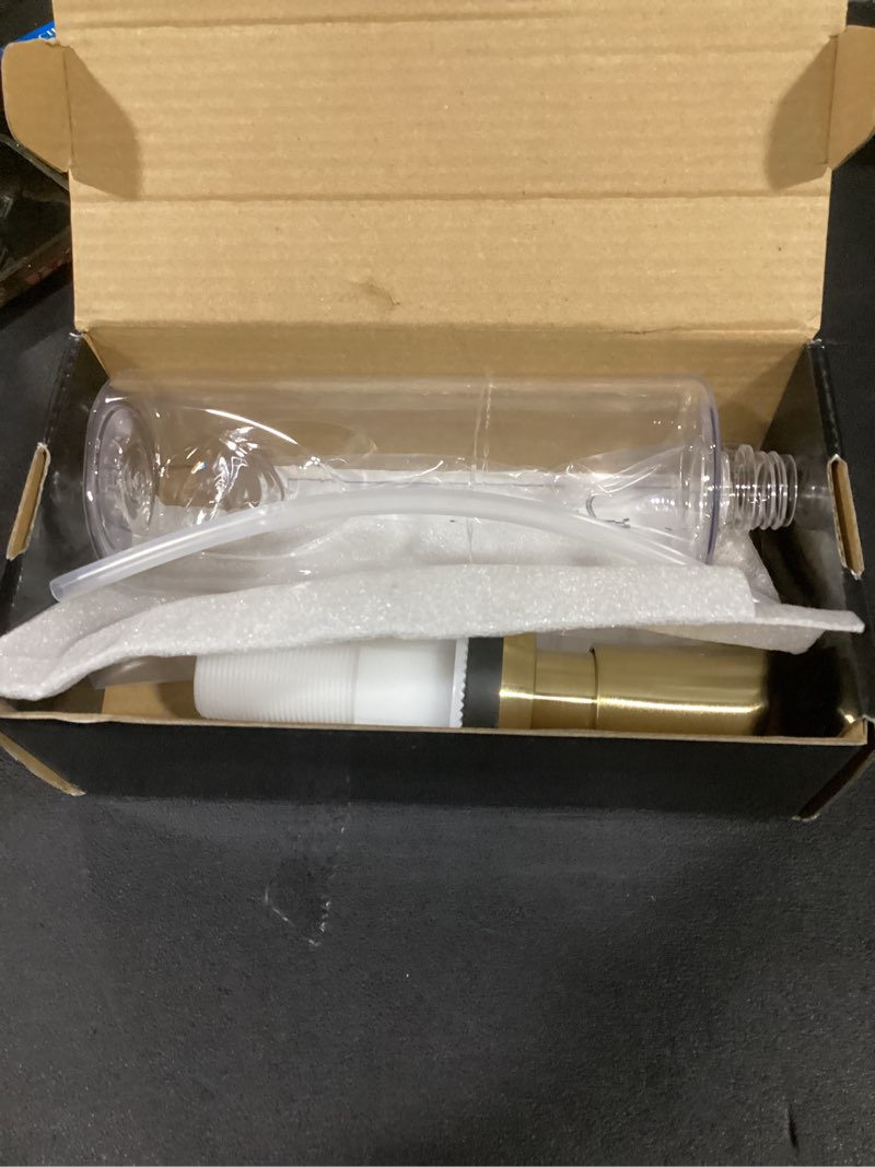 Condition photo showing New/Like New for GAGALIFE Built in Sink Soap Dispenser or Lotion Dispenser for Kitchen Sink, Brushed Gold ABS Pump Head, with 17 Ounce Large PET Soap Bottle Gold Brushed