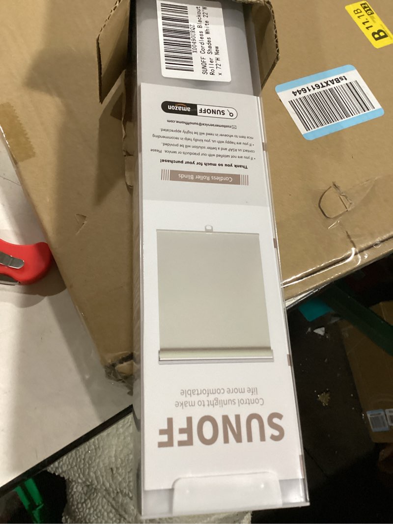 Condition photo showing Good Condition for Blackout Roller Shades Blinds Cordless for Windows Pull Down Room Darkening Door Blinds with Thermal Insulated Easy to Install for Living Room,Bedroom,Home,Office Bathroom White 22" W x 72" H 22"W x 72"H White