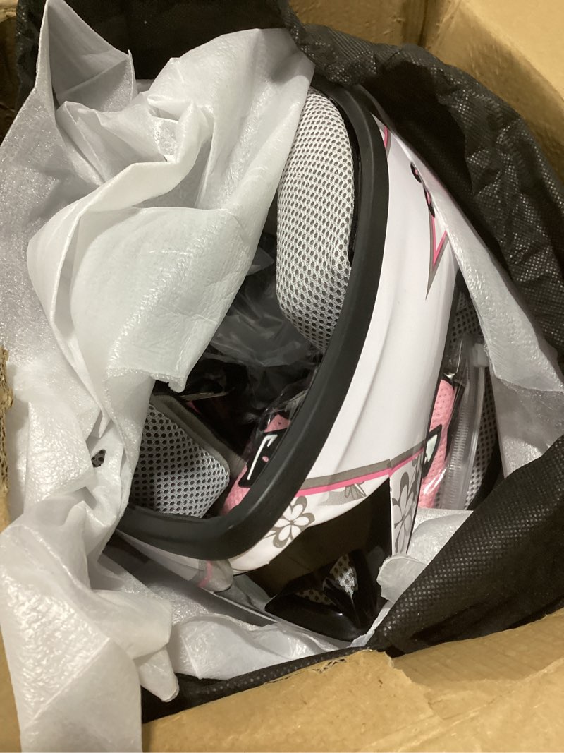 Condition photo showing Good Condition for TCMT DOT Youth Kids Dirt Bike Helmet Youth Motocross Helmet Full Face ATV Four Wheeler Motorcycle BMX Helmet for Boys Girls, Off-Road Protective Gear with Goggles Gloves New Youth Small Pattern: Pink Butterfly