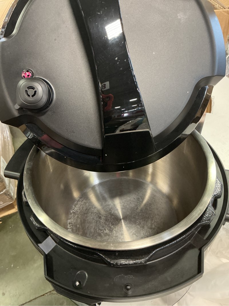 Condition photo showing As Is for Midea 12-in-1 Electric Pressure Cooker, 8 Quarts, 12 Presets, Multi-Functional Programmable Slow Cooker, Rice Cooker, Steamer, Sauté Pan, Yogurt Maker, and More, Stainless Steel Black 8 Quarts