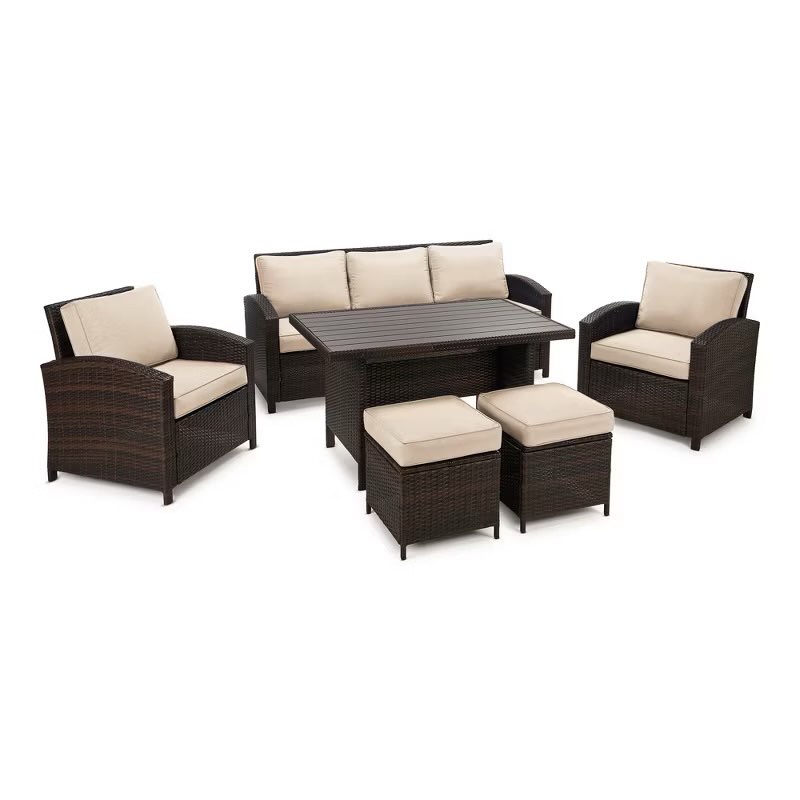 (incomplete box 1 of 2) 6 piece outdoor patio furniture set with cushions and coffee table