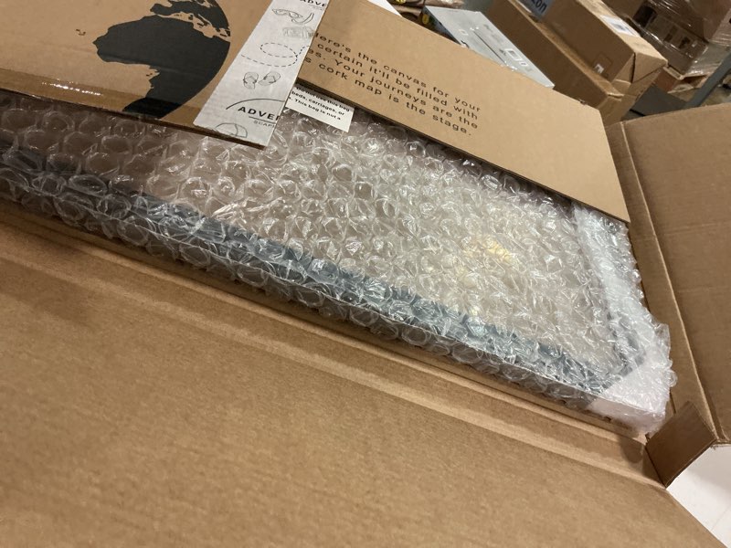 Condition photo showing New/Like New for Push Pin World Travel Map – 30" x 20" Framed Cork Board Wall Art, Large Push Pin Map for Tracking Adventures, Unique Gift for Travelers, Couples, and Families