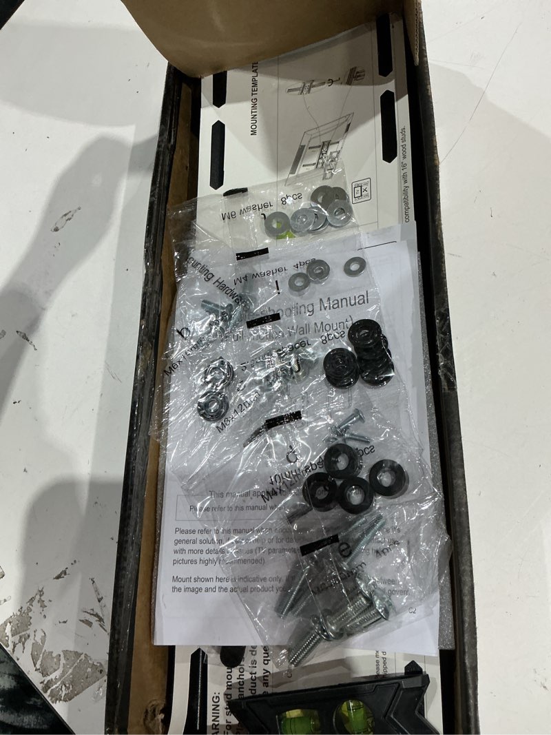 Condition photo showing As Is for usx mount full motion tv wall mount for most 32-70 inch tvs up to 99 lbs, wall mount bracket with dual articulating arms, swivel, tilt, max vesa 400x400mm, tv mount fits 12”/16” wood studs 32-70 inch, 99 lb