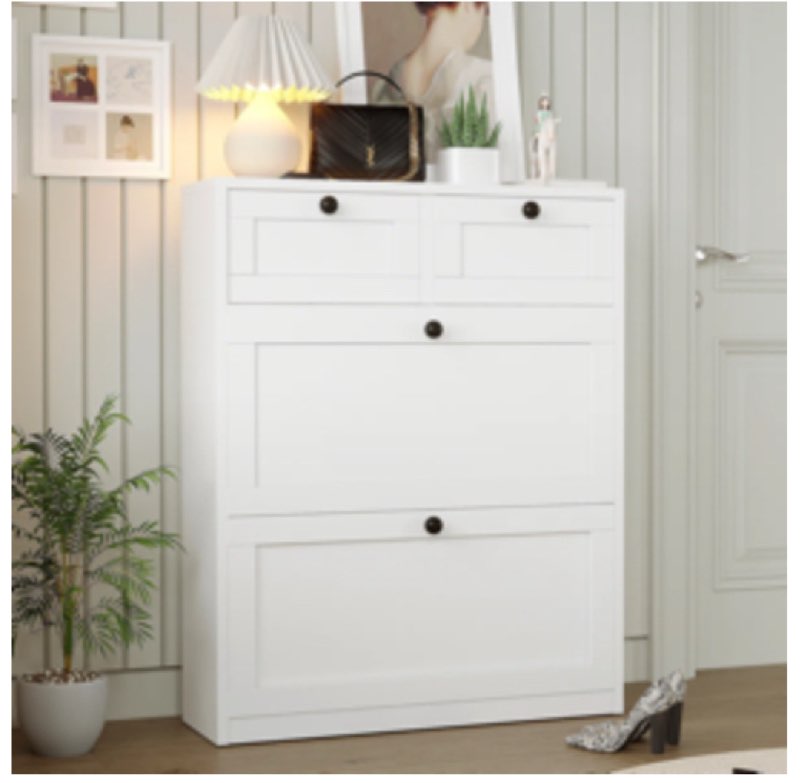 16 Pair Shoe Storage Cabinet With 2 Drawers