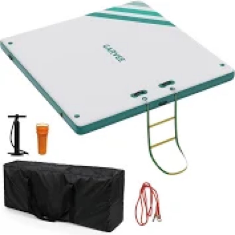 Inflatable Floating Dock, 6/8/10ft Swim Platform Floating Dock for Lakes, Non-Slip Air Dock Platform