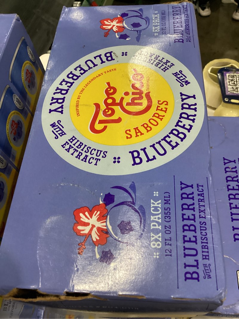 Condition photo showing New/Like New for Topo Chico Sabores Blueberry with Hibiscus Extract 12oz 8pk
